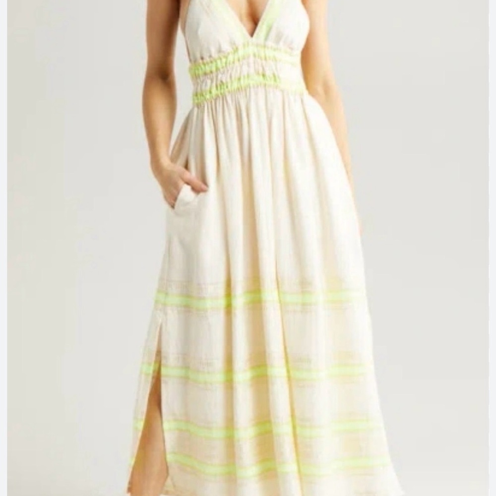 LEMLEM Gete hand spun woven halter maxi sun/cover Dress in lomi keylime - Picture 7 of 16